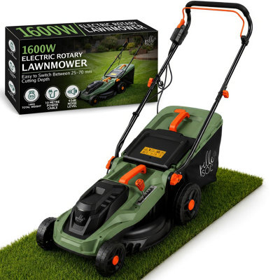 B&Q -  Electric Corded Lawn Mower 1600W Grass Cutter With Collector And Foldable Handle