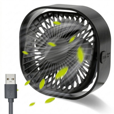Tanness Usb Desk FanPortable 3-Speed Quiet Cooling Fan With 360-Degree RotationCompact FanBlack from B&Q
