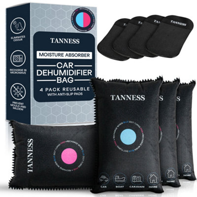 Tanness Car Dehumidifier Bags 4 Pack 400g Each – Reusable Moisture Absorber | Microwave, Radiator Rechargeable - Colour Indicator - Condensation Absorbers for Windows – For Cars, Home, Caravans & Boats - Image 4