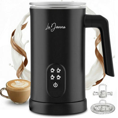 B&Q -  Ladonna Electric Milk Frother And Milk SteamerBlack4 Function Hot And Cold Frother With Hot Chocolate Mode