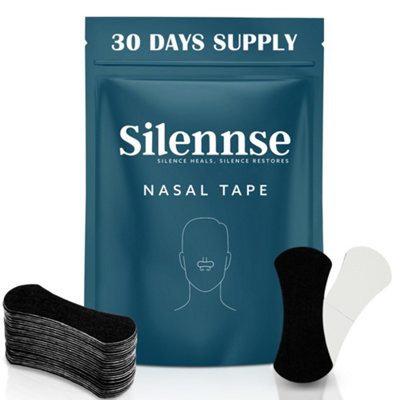 Tanness Silennse Nasal Strips - 30-Pack (Black) - Nasal Dilators Nose Tape For Breathing Support - Snore Relief Strips
