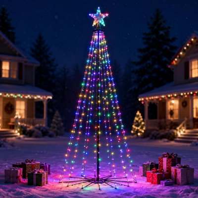B&Q -  6Ft Christmas Cone Tree Lights  Multicolour Led Freestanding Display With Timer And 8 Modes - Image 3