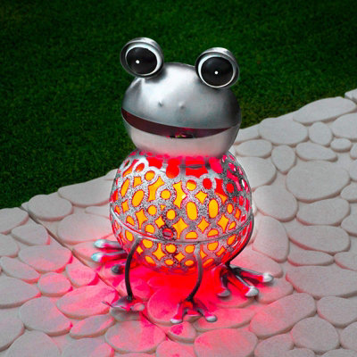 GloBrite Solar Garden Ornament Metal Colour Changing Led Light Patio Balcony DecorationFrog from B&Q