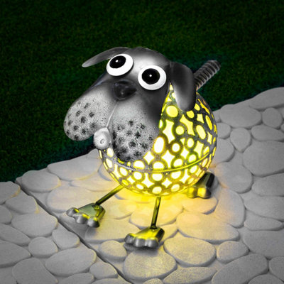 GloBrite Solar Garden Ornament Metal Colour Changing Led Light Patio Balcony DecorationDog from B&Q