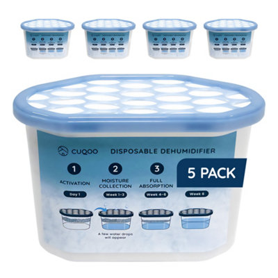 Cuqoo Disposable Dehumidifier For Home 500Ml Pack Of 5 Moisture Absorber Dehumidifiers For Damp Mini Condensation Absorbers from B&Q