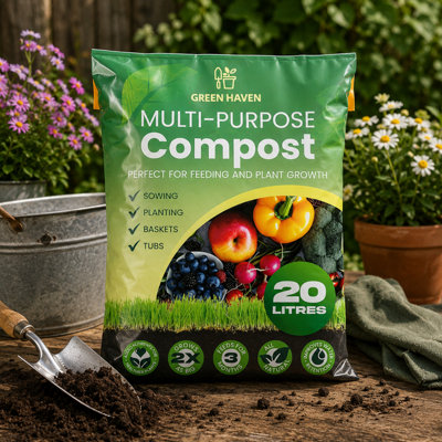 Cuqoo Green Haven 20L Peat Free Multi Purpose Compost Potting Soil Nutrient Rich Moisture Retention For Outdoor Indoor Plants Vegetables from B&Q