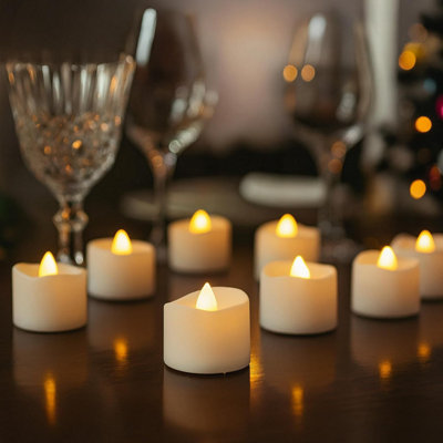 B&Q -  Flameless Led Tea Light Candles 12 Pack Flickering Warm White Battery Operated Long Lasting 100 Hours For Christmas De