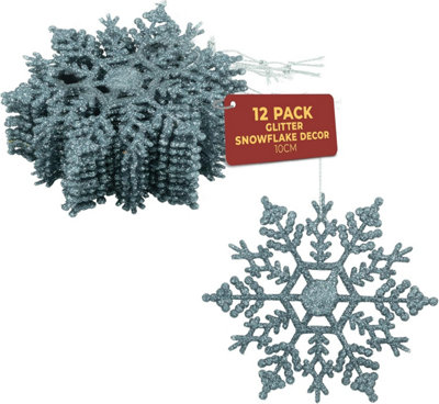 Festive Fix Hanging Glitter Snowflake Decorations Icy Blue Pack Of 1210Cm Christmas Ornaments Easy To Hang Stunning Decor from B&Q