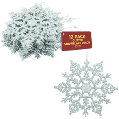 Festive Fix Hanging Glitter Snowflake Decorations Silver Pack Of 1210Cm Christmas Ornaments Easy To Hang Stunning Decor from B&Q