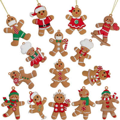 B&Q -  Gingerbread Christmas Tree Ornaments 15 Pack Hanging Decorations For Xmas Tree Wreaths Gifts Home Holiday Decor