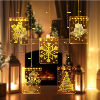 B&Q -  Christmas Window Light 54 Led 3D Square Pendant Usb Powered Water-Resistant String Lights Indoor & Outdoor Xmas Decor