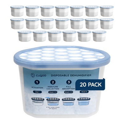 CUQOO Premium Dehumidifiers For Home Disposable, 500Ml Pack Of 20, Mini Dehumidifiers For Home Damp And Mould