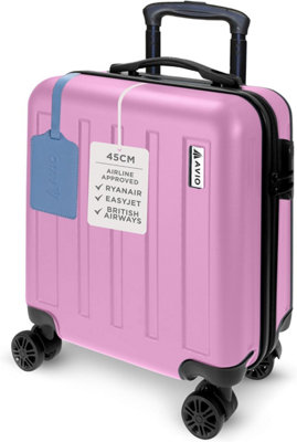 Cuqoo Avio Jett 45Cm Pink Underseat Cabin Bag Airline Approved Small Suitcase With Spinner Wheels Hard Shell Lock And Telescopic Handle from B&Q