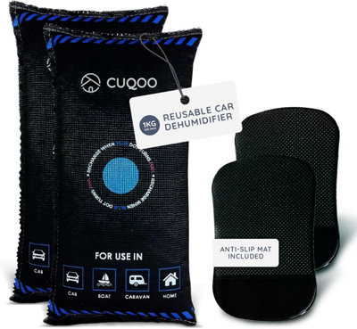 Cuqoo 2 Pack Reusable Car Dehumidifier Bags Moisture Absorber With Anti Slip Mat Microwave Rechargeable For Car Interior from B&Q