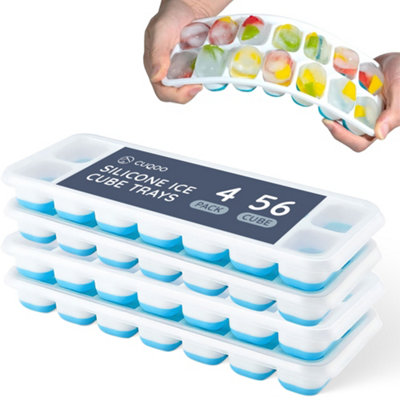 Cuqoo Silicone Ice Cube Tray With Lid Reusable Ice Cube Trays For Freezer Easy Release Bpa Free Trays With Rubber Molds 4 Pcs Blue from B&Q