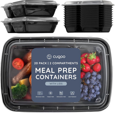 Cuqoo 20 Pack Meal Prep Containers 2 Compartment Lunch Boxes Bpa Free Storage Stackable Reusable Microwave And Freezer Safe Still from B&Q