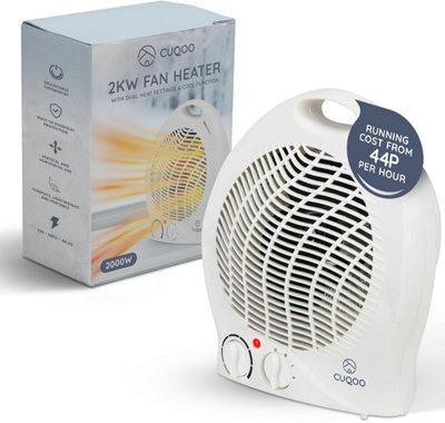 Cuqoo 2Kw Fan Cooler And Heater White Variable Thermostat & 2 Heat Settings Portable Electric Quiet Heater And Cooler For Home from B&Q
