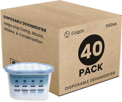 Cuqoo 500Ml Disposable Dehumidifier Pack Of 40 Moisture Absorber For Damp Mould Condensation In Home Kitchen Wardrobe Bathroom from B&Q