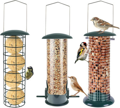 Green Haven Metal Bird Feeder 3-Pack Squirrel Proof Hanging Feeder For Garden TubeDense & Coarse Mesh Outdoor Use from B&Q