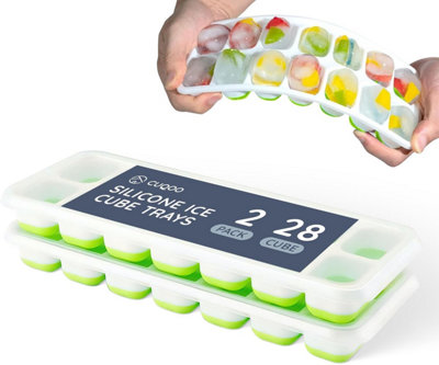Cuqoo Silicone Ice Cube Trays 2 Pack Easy Release Bpa Free Freezer Moulds Food Grade Odour Resistant Reusable Ice Trays Green from B&Q