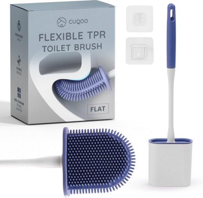 Cuqoo Silicone Toilet Brush And Holder Set Antibacterial Loo Brush With Flexible Rubber Bristles Hygienic Bathroom Cleaning Access from B&Q