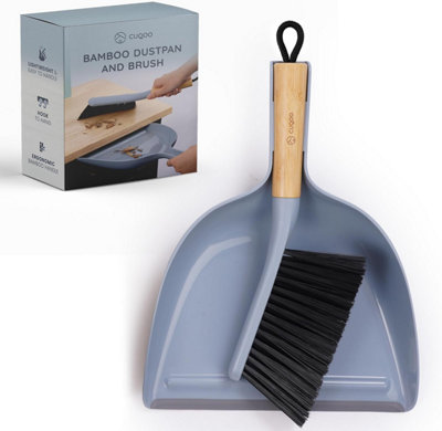 Cuqoo Small Bamboo Dustpan And Brush Set Compact Wooden Handle Soft Bristle Mini Broom And Pan For Kitchen Worktops And Floors from B&Q