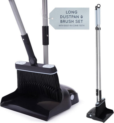 Cuqoo Long Handled Dustpan And Brush Set Standing Broom With Soft Bristles And Comb Teeth Heavy Duty Pan For Kitchen Floor Garden from B&Q