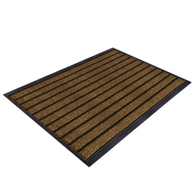 Aspire Homeware Brown Striped Pvc Rubber Floor Mat Anti Slip Dirt Trapper(L)90Cm X (W)60Cm from B&Q