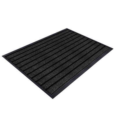 Aspire Homeware Aspire Black Striped Pvc Rubber Door Mat Anti Slip Dirt Trapper(L)90Cm X (W)60Cm from B&Q