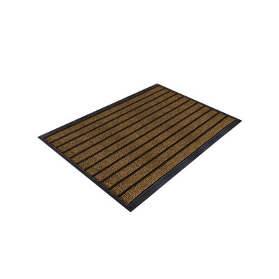 Aspire Homeware Aspire Brown Striped Pvc Rubber Door Mat Anti Slip Dirt Trapper(L) 60Cm X (W) 40Cm from B&Q