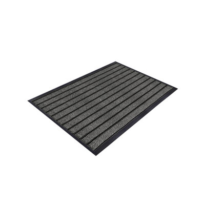 Aspire Homeware Aspire Grey Striped Pvc Rubber Door Mat Anti Slip Dirt Trapper(L)60Cm X (W)40Cm from B&Q