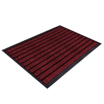 Aspire Homeware Burgundy Striped Pvc Rubber Floor Mat Anti Slip Dirt Trapper(L)80Cm X (W)50Cm from B&Q