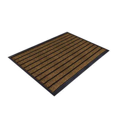 Aspire Homeware Brown Striped Pvc Rubber Door Mat Anti Slip Dirt Trapper(L)80Cm X (W)50Cm from B&Q
