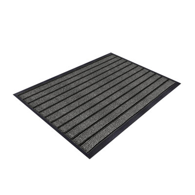 Aspire Homeware Aspire Grey Striped Pvc Rubber Door Mat Anti Slip Dirt Trapper(L)80Cm X (W)50Cm from B&Q