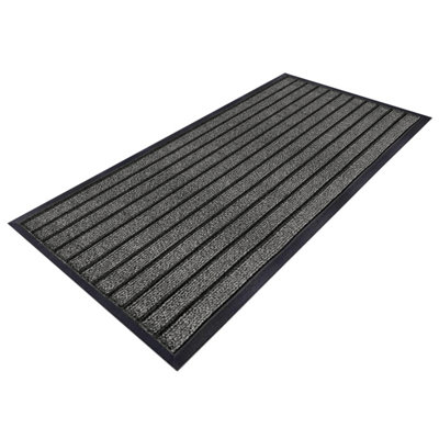 Aspire Homeware Aspire Grey Striped Pvc Rubber Large Mat Anti Slip Dirt Trapper(L)150Cm X (W)80Cm from B&Q