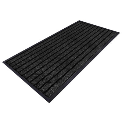 Aspire Homeware Black Striped Pvc Rubber Mat Medium Runner Anti Slip Dirt Trapper(L)150Cm X (W)80Cm from B&Q