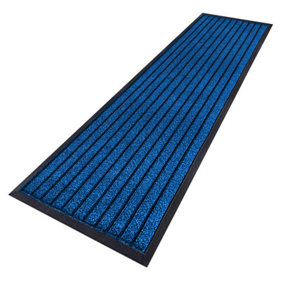 Aspire Homeware Aspire Blue Striped Pvc Rubber Large Mat Anti Slip Dirt Trapper(L)300Cm X (W)80Cm from B&Q