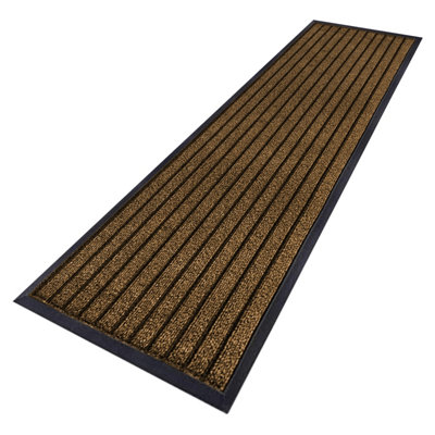 Aspire Homeware Aspire Brown Striped Pvc Rubber Mat Large Runner Anti Slip Dirt Trapper(L)300Cm X (W)80Cm from B&Q