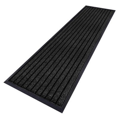 Aspire Homeware Aspire Black Striped Pvc Rubber Large Mat Anti Slip Dirt Trapper(L)300Cm X (W)80Cm from B&Q