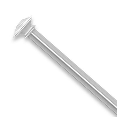Aspire Homeware Plain Metal Curtain Pole With Lamp Square Finials Extendable Rod 120-210 Cm (Chrome) from B&Q