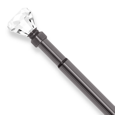 Aspire Homeware Sapphire Metal Curtain Pole With Crystal Finials 120-210 Cm (Black Nickel) from B&Q