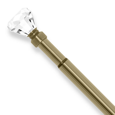Aspire Homeware Sapphire Metal Curtain Pole With Crystal Finials Extendable Rod 160-300 Cm (Antique Brass) from B&Q
