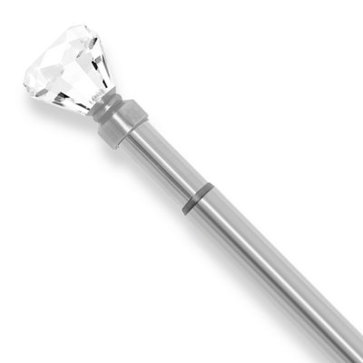 Aspire Homeware Sapphire Metal Curtain Pole With Crystal Finials Extendable Rod 160-300 Cm (Chrome) from B&Q