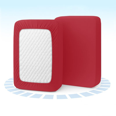 Aspire Homeware Red Fitted Sheet-(25Cm) Deep Hotel Quality -Breathable Fitted Bed Sheets King (L)200 X (W)152Cm from B&Q