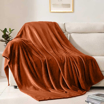 Aspire Homeware Rust Fleece Throw BlanketSuper King (L)270Cm X (W)230Cm from B&Q