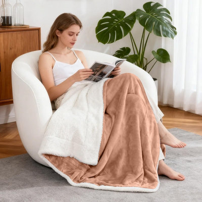 Aspire Homeware Camel Sherpa Fleece Sofa Throw BlanketKing (L)240Cm X (W)200Cm from B&Q