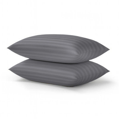 Aspire Homeware Stripe Pillowcase Pair CharcoalSoft Breathable Microfiber Hotel Style Pillow Covers With Envelope Closure from B&Q