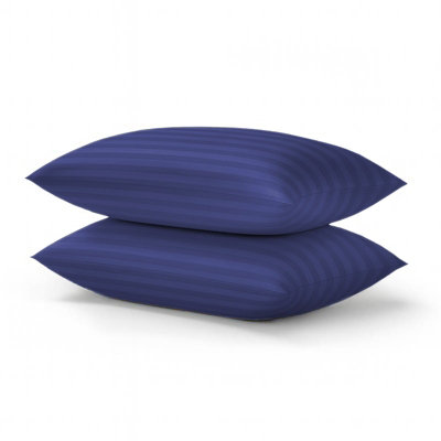 Aspire Homeware Stripe Pillowcase Pair NavySoft Breathable Microfiber Hotel Style Bedding Pillow Covers With Envelope Closure from B&Q