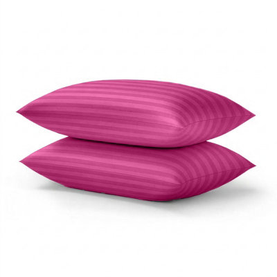 Aspire Homeware Stripe Pillowcase Pair PinkSoft Breathable Microfiber Hotel Style Bedding Pillow Covers With Envelope Closure from B&Q