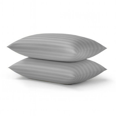Aspire Homeware Stripe Pillowcase Pair Silver - Soft Breathable Microfiber Hotel Style Pillow Covers With Envelope Closure B&Q
